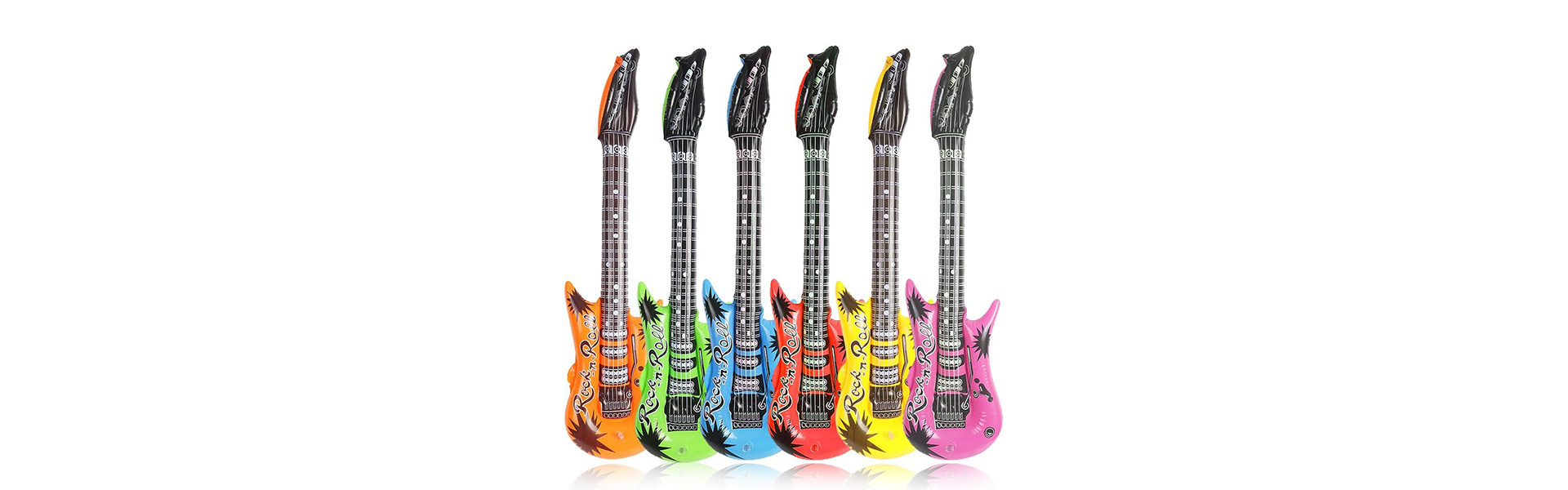 COOLBEE 35 Inch Rock Star Inflatable Guitar Assorted Color for Children Party Accessories Inflatable Toys Pack of 6
