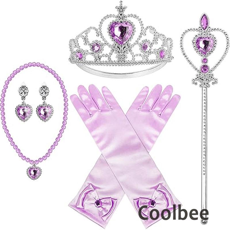 COOLBEE Princess Dress Up Accessories Princess Crown Tiara for Little Girls, Princess Tiara Glove Wand Toy Gift for 3-6 Girl